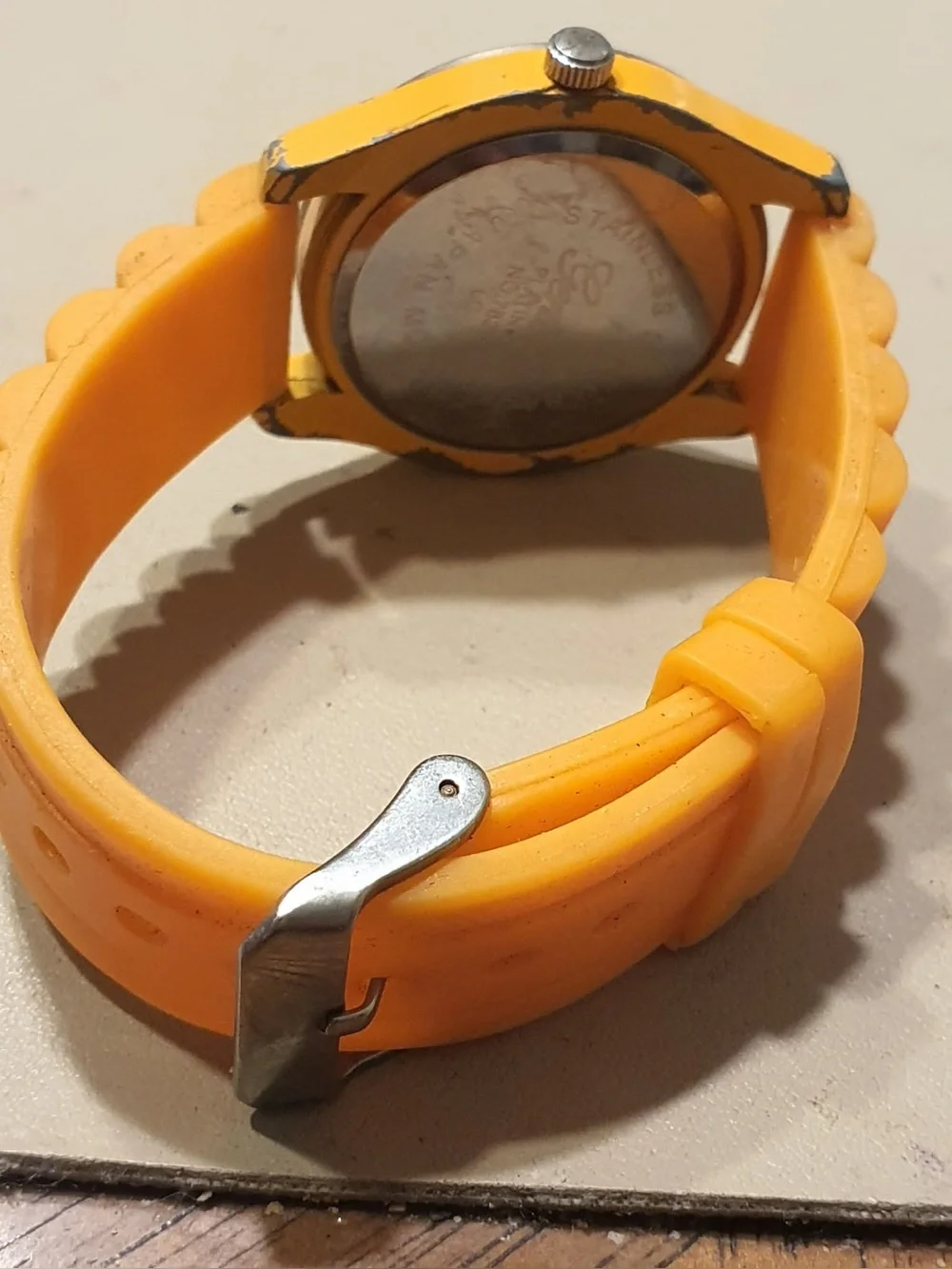 10/$20 Geneva Platinum #7827 Silver/Orange Rhinestone Silicone Women's Watch